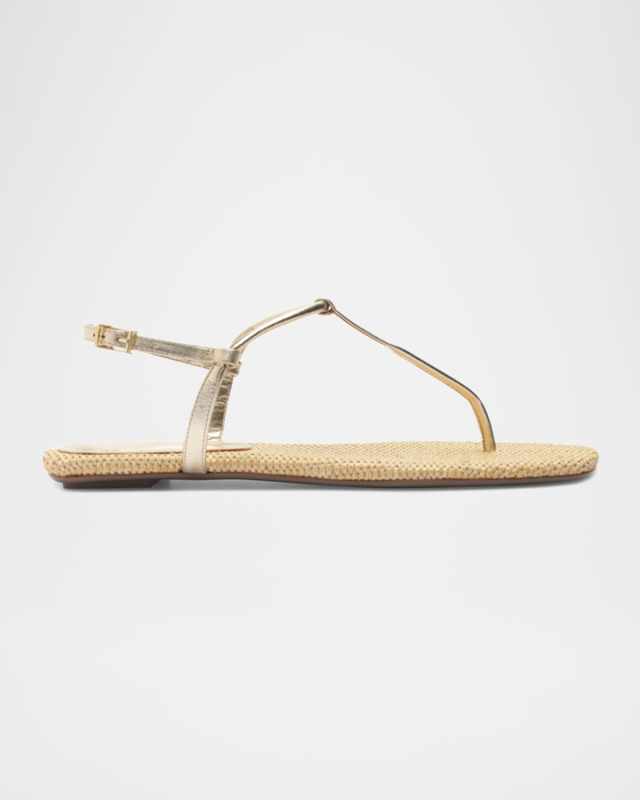 Elsha Metallic T-Strap Flat Sandals